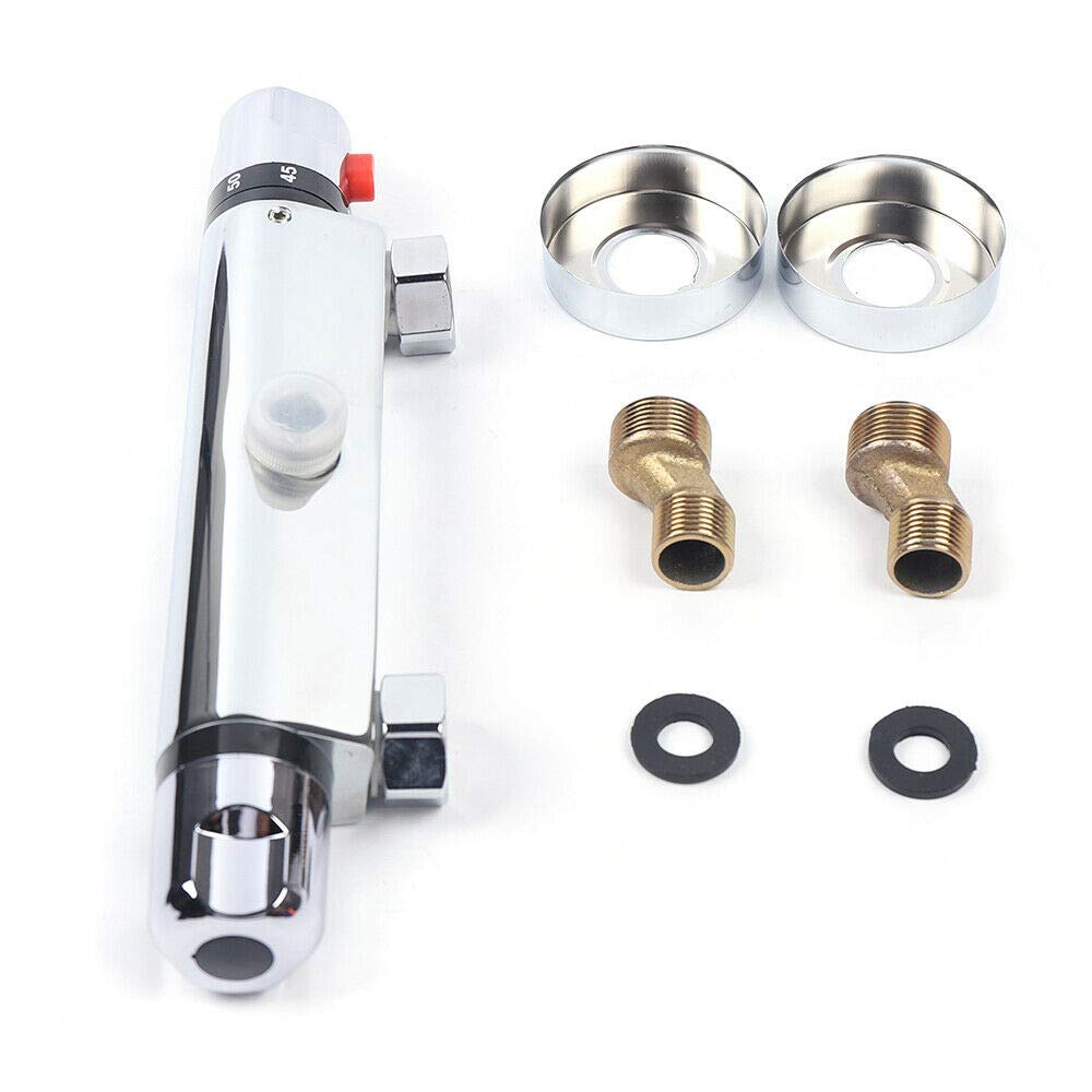 Duschthermostat Duscharmatur mit 38℃ Sicherheitssperre Heiß- und Kaltwassermischer Konstanter Temperatur regelbereich 20-55 ° C für Badezimmer fit 1/2 Hoses