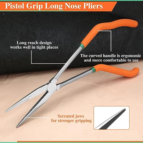 LEONTOOL 13 Inches Pistol Grip Long Nose Pliers with Teeth - Image 2