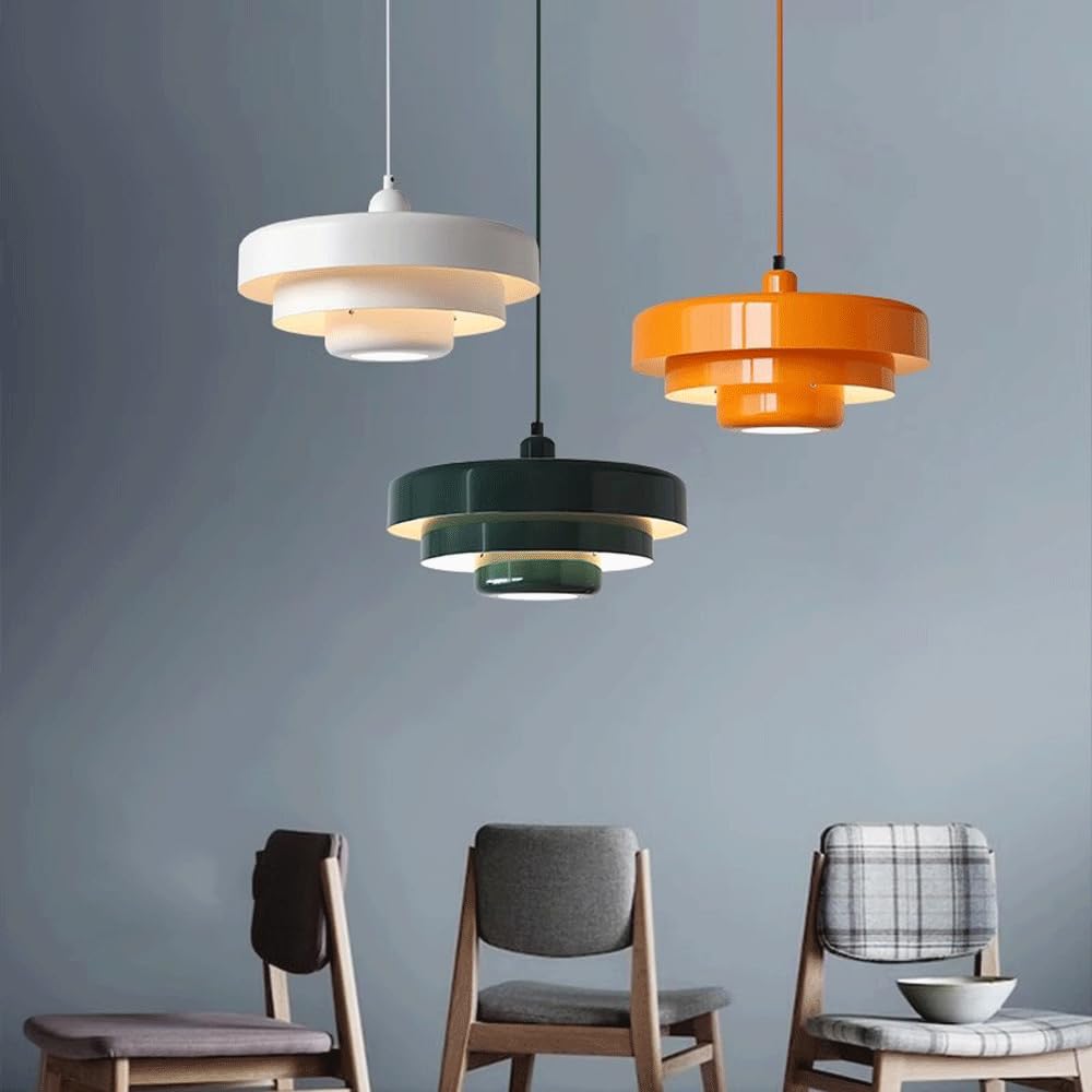 WGFJKI Kolorowy i kreatywny klosz żyrandolowy, metalowa lampa wisząca w stylu amerykańskim, podtynkowe zawieszenie z jedną głowicą, gwint E27, dekoracyjna oprawa do baru na werandzie (pomarańczowy A)