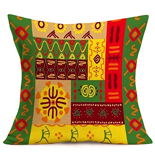 Smilyard Pillow Covers Africa Tribe Ethnic Pattern Cotton Linen Throw Pillowcase African Cultural Print Decorative Farmhouse Cushion Cover Pillow Case Decor Home18X18 Inch Set Of 4 (African Style) #TOP4