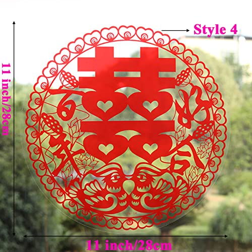 20 Pcs Chinese Traditional Wedding Festival Decoration Red Hi Words Paste, Windows Stickers Door Paste New House Layout Wedding Decoration Style 4 #TOP5