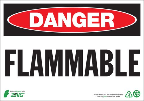 Panneau danger inflammable Zing 1098 plastique recyclé contre les risques d'incendie