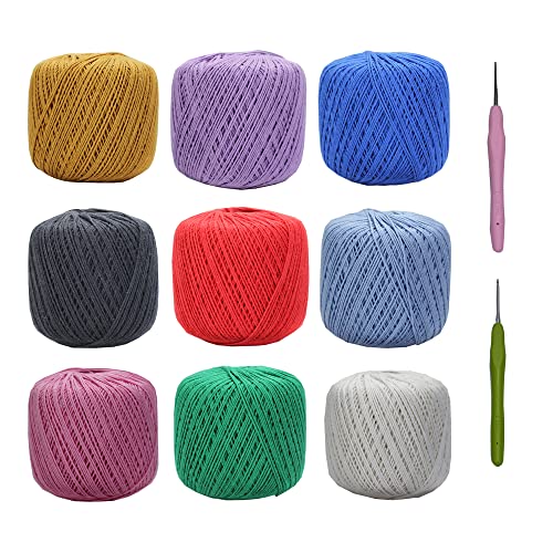 Crochet Thread Ball 9 Skeins Crochet Yarn 180 Gram Crochet Thread Set Crochet Cotton Yarn