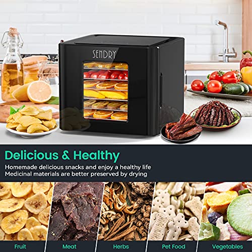Sendry Food Dehydrator With 6 Stainless Steel Trays, Led Touch Control Design Adjustable 158°F Temperature And 72H Timer, Food Dryer Machine For Jerky, Beef, Dog Treats, Fruit, Veggies, Herb, Yogurt #TOP5