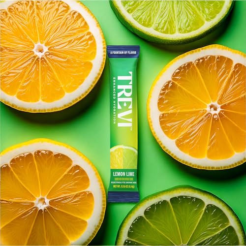 Image of TREVI Electrolytes Powder Packets, Sugar Free Hydration Lemon Lime 28 Count | Essential Daily Drink Mix, 0 Sugar, Magnesium, Potassium, Vitamin C, Calcium, B6 & B12 Vitamins