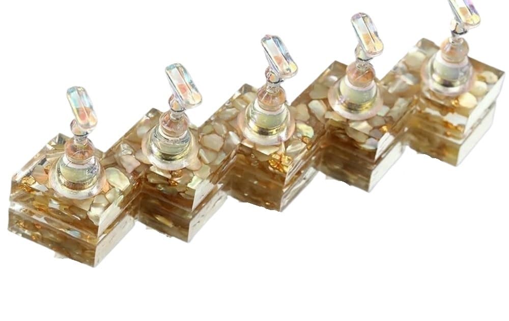 HIFRQVVC Nail Practice Holder, Nail Display Stands Set Square Round Base Multicolor(02-square Champagne)