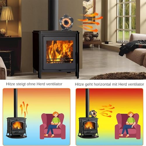 Kaminventilator, wärmebetrieben, wärmebetriebener Ofenventilator | Wärmebetriebener Ventilator- Leiser, nicht elektrischer Ofenventilator zur Umwälzung warmer Luft, Holzbrenner-9