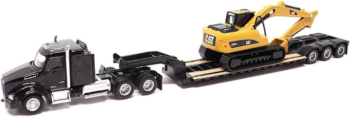 Diecast Masters 1/87 Kenworth T880s SBFS 40in Sleeper Tandem Tractor w/Lowboy & Caterpillar 320D L Hydraulic Excavator 84420