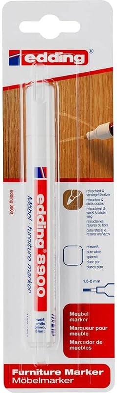 edding 8900 Möbelmarker - reinweiß - Rundspitze 1,5-2 mm - zum Entfernen und Retuschieren von Möbelkratzern, Schrammen, Flecken in Furnier, Massivholz, Holz, Tischen, Schreibtischen