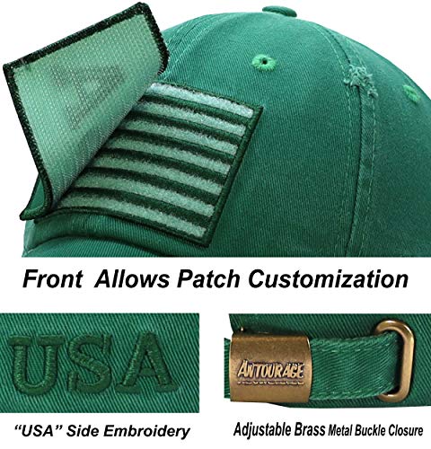 Image of Antourage American Flag Unisex Baseball Hat for Men and Women | USA Flag Mesh Snapback Flat Visor Cap + 2 Patriotic Patches
