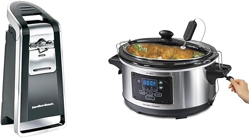 Miniatura 1 de Hamilton Beach (76606ZA) Abrelatas automático eléctrico de tacto suave y juego portátil de 6 cuartos de galón y olvida la cerradura digital