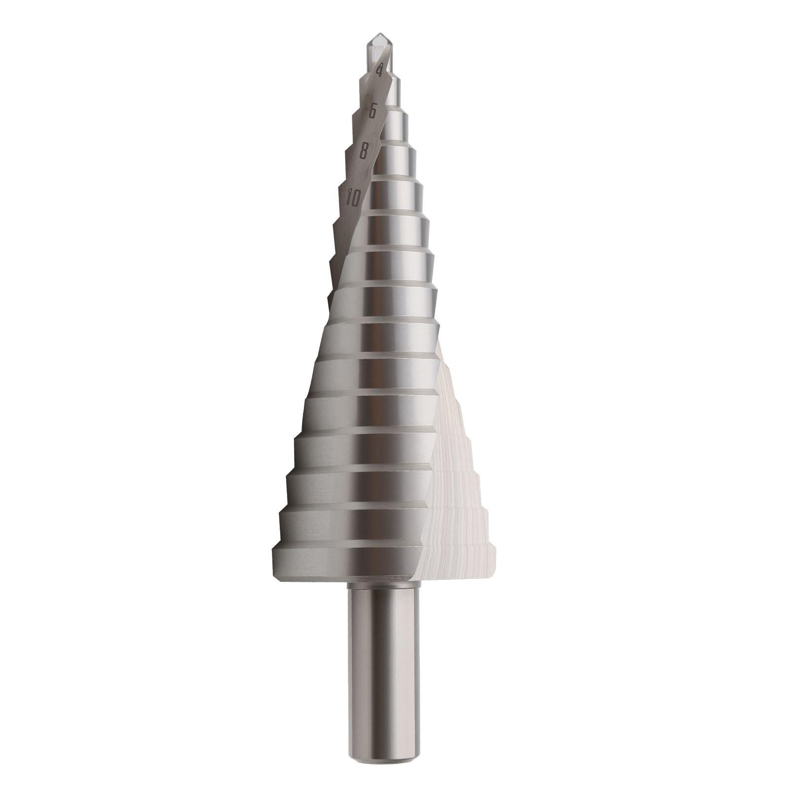 HSS 6542 Professional Step Drill Bit for Metal, 4-32 mm | Stainless Steel Conical Drill Bit with 15 Steps and Triangular Shank 10 mm, Step Drill Bit for Wood, Iron, Aluminium