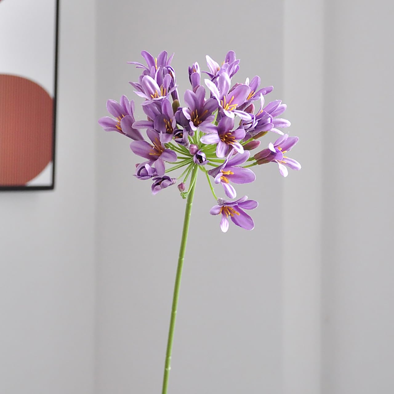 Kijing Purple 3Pcs Artificial Agapanthus Flowers, 29.5" Diy Vase Decoration Fake Flowers For Wedding Home Office Decor Floral Arrangement Party Festival Decoration (Purple)