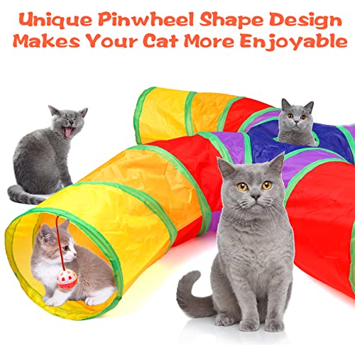 Cat Tunnel, Collapsible Cat Tunnels For Indoor Cats, Kitten Toys, Variety Catnip Cat Toys For Indoor Cats, Rainbow Pinwheel Shape 4 Entrance Cat Tube, Set Of 11 Toys For Puppy Kitty Kitten Rabbit #TOP2