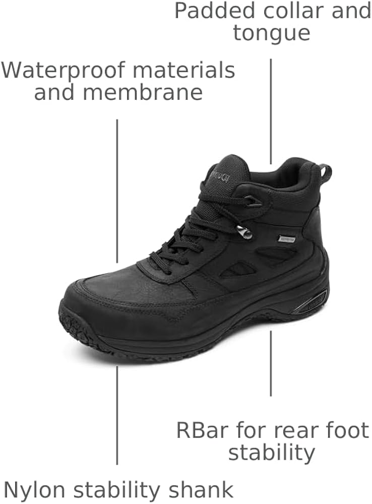 Amazon.com | Dunham Men's Cloud Plus Mid II, Black Leather, 8 D
