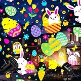 Lingvee Easter Decorations Projector Lights LED Projector Lights Outdoor with Bunny Eggs Patterns Slides Weatherproof Easter Party Landscape Decorative Lighting Projection Lamp