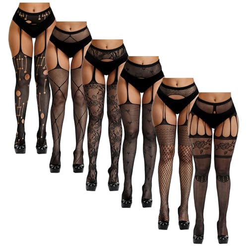 Image of Chalier Fishnet Stockings Lace Tights Thigh High Stockings for Women