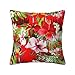 Federa per cuscino con fiori tropicali e foglie, motivo floreale rosso, federa decorativa per soggiorno, divano, letto, 45,7 x 45,7 cm