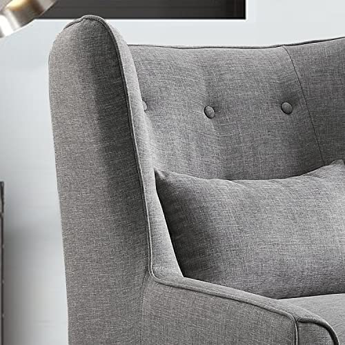 Rosevera Malcolm Liviana Tufted Fine Polyester Wingback Armreat Club Accent Chair With Back Cushion For Living Room Bedroom, Standard, Light Gray #TOP1