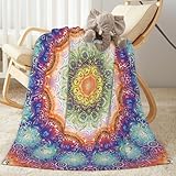 Duduho Mandala Peacock Feather Pattern Baby Blanket Ultra Soft Throw Blanket All Season Warm Light Weight Cozy Plush Blankets for Home Bedroom Sofa Chair Travel, 40'X30'