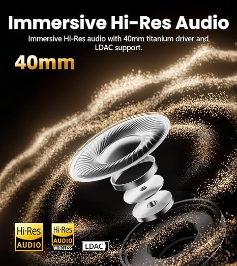 Image of Japan Series Bluetooth 6.0 Wireless Over-Ear Headphones with 400mAh Battery, 20H Playtime, Deep Bass HiFi Stereo, Built-in Mic, 40mm Drivers, Foldable Headset (Cream)