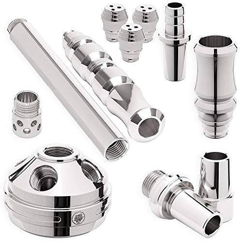 DILAW® TRIPHAN Shisha Edelstahl Silber V2A 66cm Hookah Medium + LED Licht | Wasserpfeife Kaminkopf Komplettset… – Bild 7