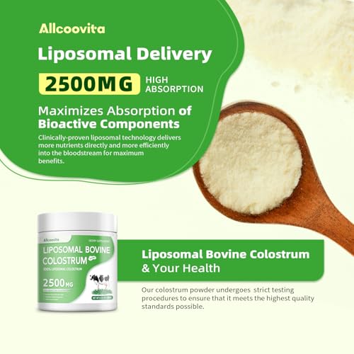 Image of Liposomal Bovine Colostrum Powder - Pure Bovine Colostrum for Humans - Grass Fed Colostrum Supplement for Gut Support, Immune Health and Hair Growth,72 Servings per Bottle.180g /6.35 oz
