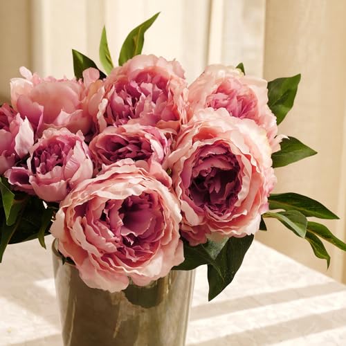 Image of PURE HOME + LIVING Pink Faux Peony Spray (Made of Plastic, Wire and Fabric) for Home, Office and Living Room Decorations (Without Vase)(Height-57cm) Pack of 1