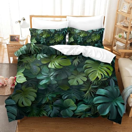 Housse de couette king size feuilles tropicales lit double confortable - 2