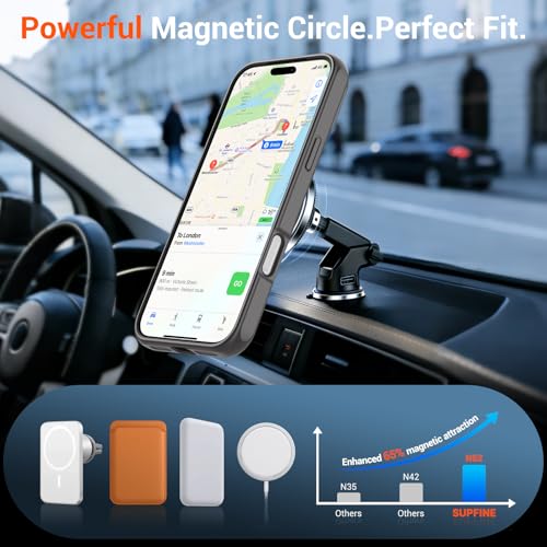 Image of SUPFINE Magnetic for iPhone 17 Pro Case Translucent Matte Phone Cover | (Built-in Invisible Kickstand)(Compatible with MagSafe)(Military Grade Drop Protection) Gray
