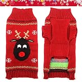 ABRRLO Hunde Kostüme Hundebekleidung Baumwolle Pullover feiern Weihnachten-Tag Winter Mantel Strickpullover Haustier Hund Pullover Haustier Kostüm Fashion Urlaub Party Geschenk (M, KitzD)