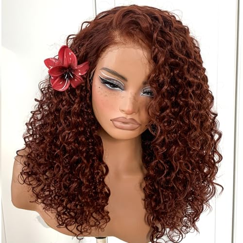 MITIMES Reddish Brown HD Lace Curly Wig Wear And Go