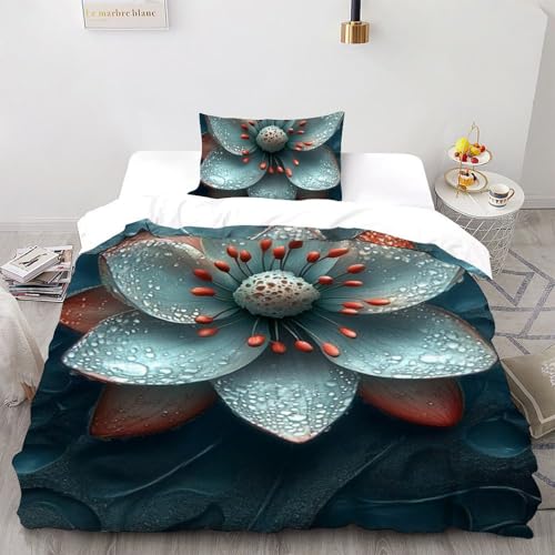 Housse de couette microfibre 135x200 plantes vert imprimé 3D taies - 2