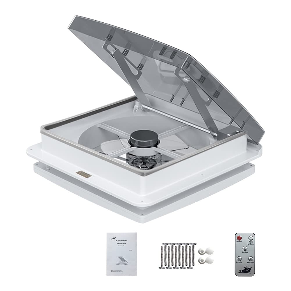 Automatic 12" RV Vent Fan Ultra Less Noise Motor with Remote, Air Max