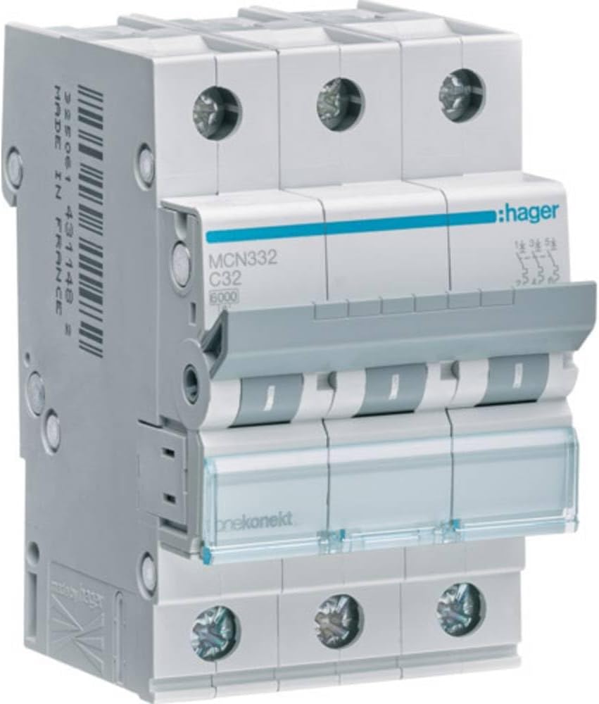 Hager MCN332 LS Switch 3-Pin 6kA C-32A 3M