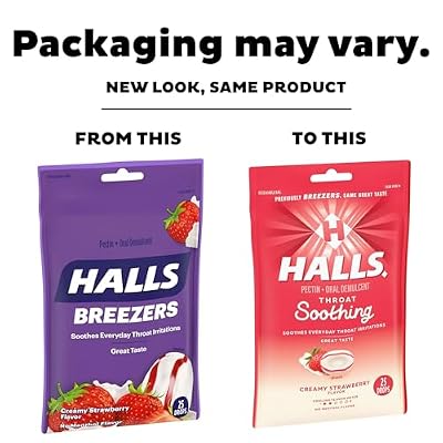 Halls Breezers Drops Cool Creamy Strawberry 25 ea (Pack of 4)