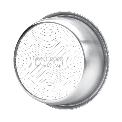 Normcore 54mm High Extraction Filter Basket, 18g Precision Double shot Basket For Breville Sage Portafilter, 0.8mm thick, 2569 Hole Pattern, Comes with a 53.3mm Puck Screen, Paper Filters, 18g