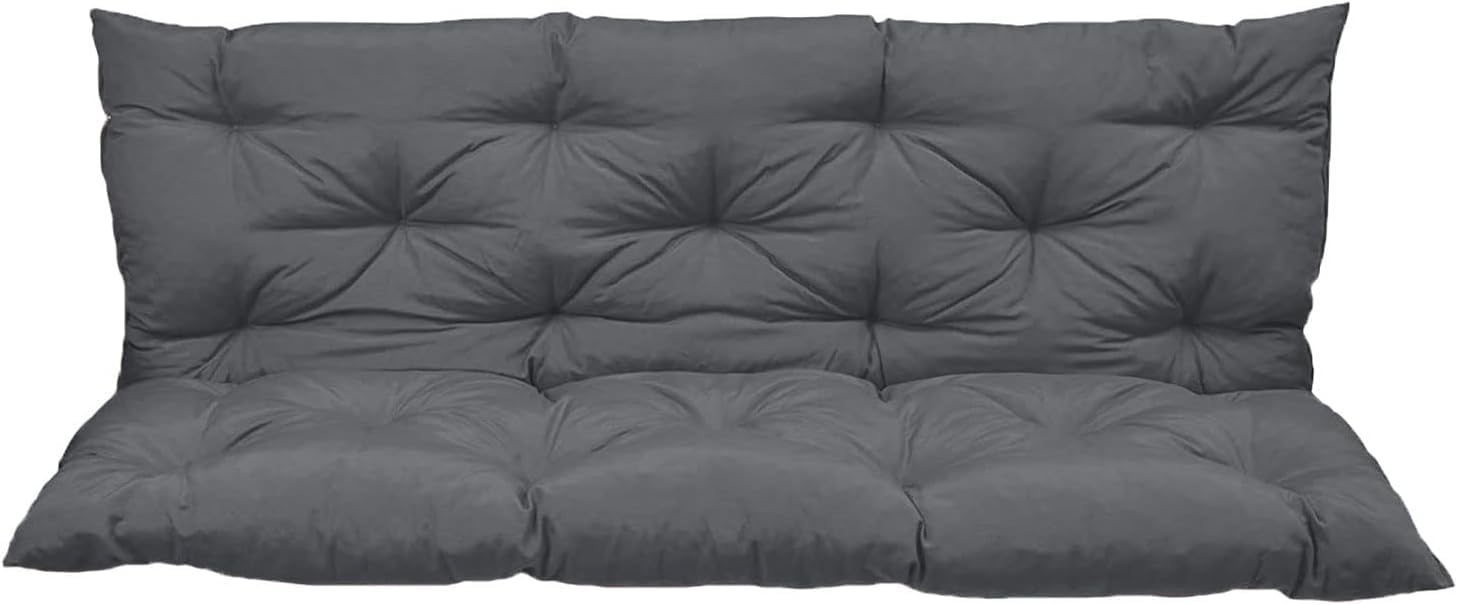 Outside Benches Cushion with Backrest, Thicken Swing Cushions 2/3 Seater Replacement, Porch Swing Cushions Outdoor (40 x 60 inch, Grey)