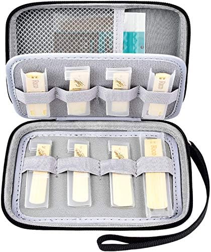 Reeds Case Compatible with 12 pcs Vandoren/for D'Addario Woodwinds/for Glory/for Rico Tenor Alto Saxophone Clarinet Reeds. Storage Holder for Reed and Humidity Pack (Box Only) -Grey Inner