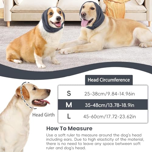 Image of Dog Calm Hoodie, No Shake Ear Wraps for Dogs, Quiet Dog Ear Cover Noise Protection, Pet Ear Muffs Dog Ear Protector Head Wrap Cover for Anxiety Relief, Hematoma, Grooming, Firework, Thunderstorms,M