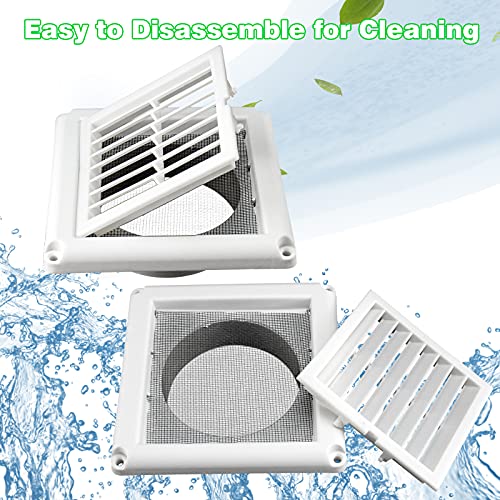 Funmit 4" Louvered Vent Cover Stops Birds Nesting for Outside Dryer