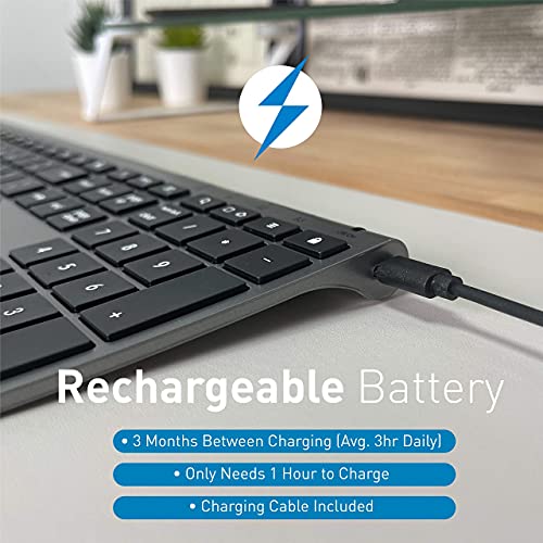 Macally Wireless Bluetooth Space Gray Keyboard and Space Gray Vertical Laptop Stand, Add a High-End Look to Your Office