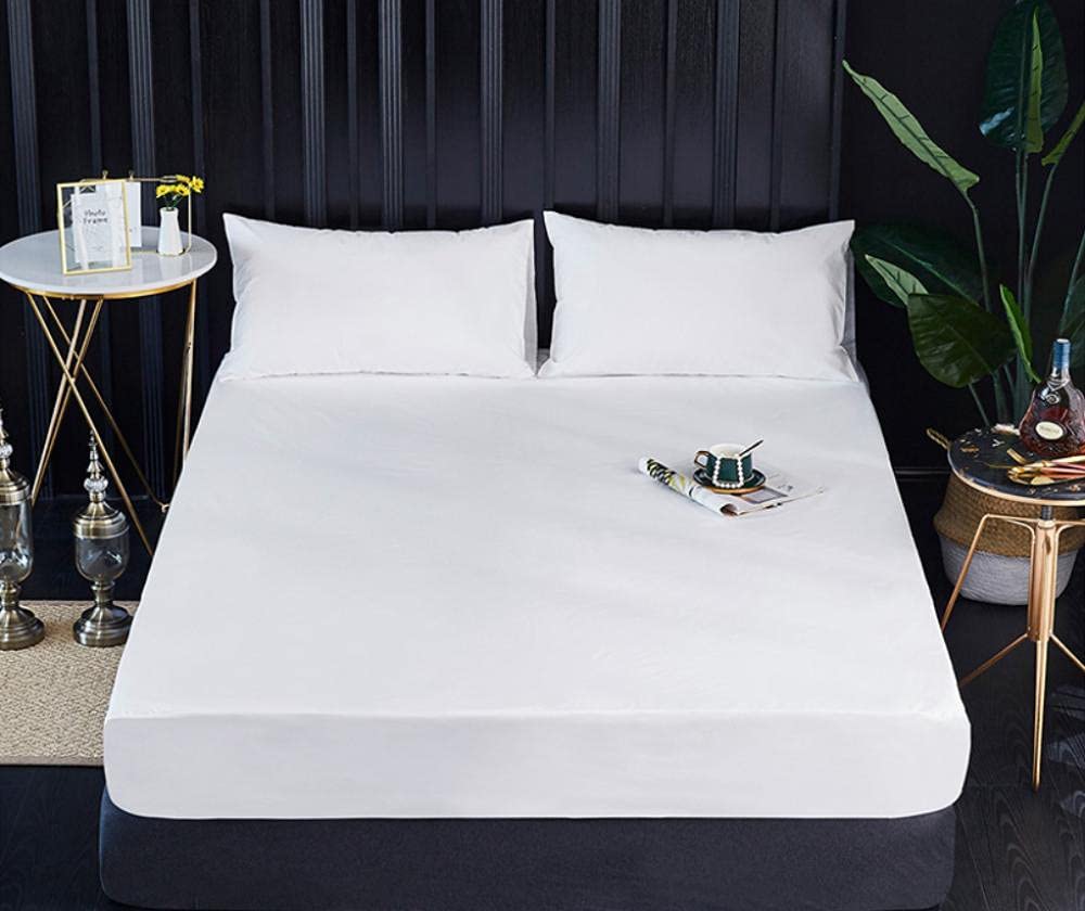 Sábana bajera impermeable de 140 x 200 cm, bolsillo profundo de 30 cm, tela cepillada suave, resistente a la orina, calidad de hotel, color verde sólido, ideal para dormitorios infantiles y familiares