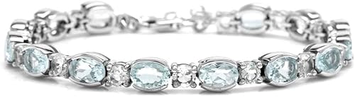 Silvershake Oval Shape Birthstone Gemstones White Gold Plated 925 Sterling Silver 6.75 to 8.25 Inch Adjustable Bracelet Casual Wear Jewelry