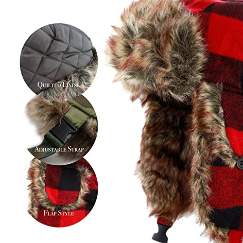 Image of Faux Fur Safety Reflective Aviator Trapper Hat Snow Ski Trooper Winter Cap