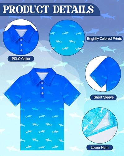 Boys Polo Shirt Golf Short Sleeve Hawaiian School Uniform Shirts for Boys Kids 5-14 Years4