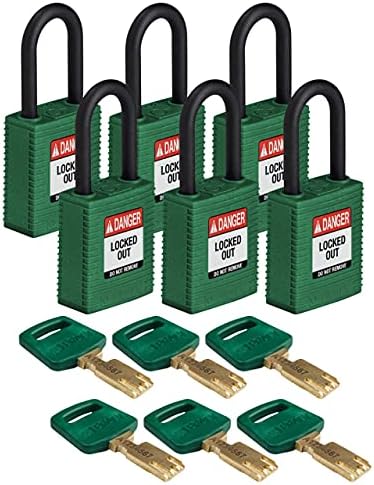 Brady NYL-GRN-38PL-KD6PK, 150334 Nylon Lockout Padlock, Green (Pack of 2 pcs)