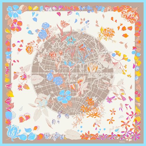 Foulard carré Roeckl Blooming Atlas multicolore 100x100 cm en soie