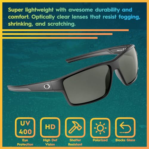 Flying Fisherman Rectangular Mojarra Polarized Sunglasses Matte Black Frame/Smoke Lens, Medium2