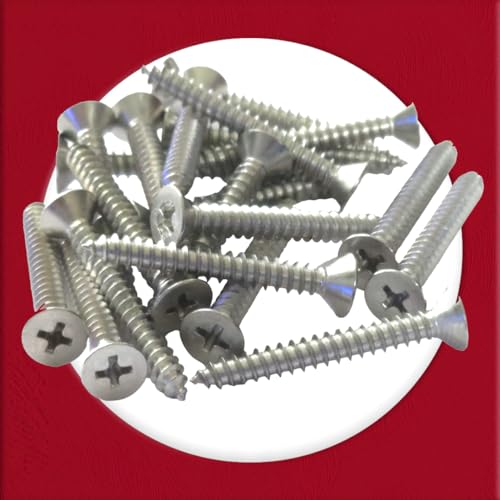 Universal Hardware 5.5mm x 25mm Self Tapping Screws, Multi-Purpose, 316 Marine Grade Stainless Steel, Phillips Flathead, Pack of 20 - Image 3